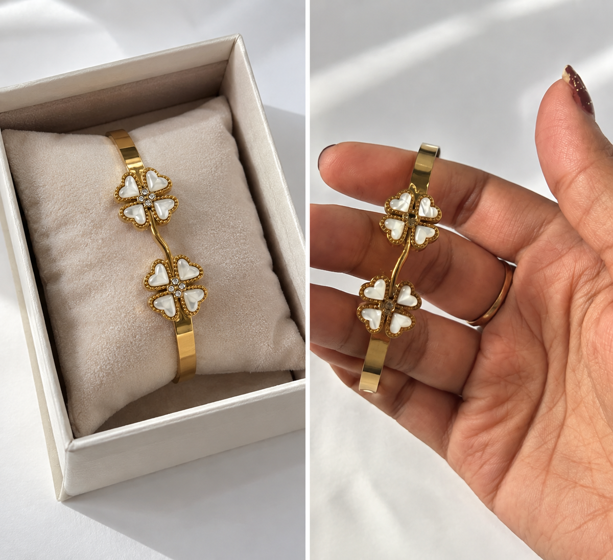 Pearl Clover Gold Bracelet