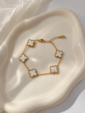 Gold Plated White Anti Tarnish Clover Bracelet