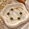 Gold Plated Green Anti Tarnish Clover Bracelet