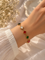 Gold Plated Multi Color Anti Tarnish Clover Bracelet