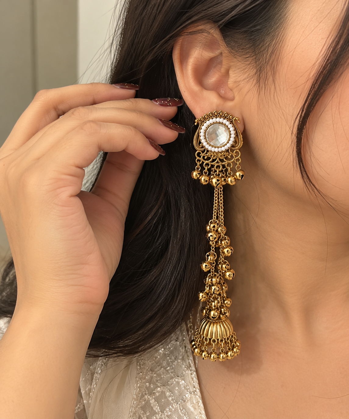 Mirror Jhumka Earrings
