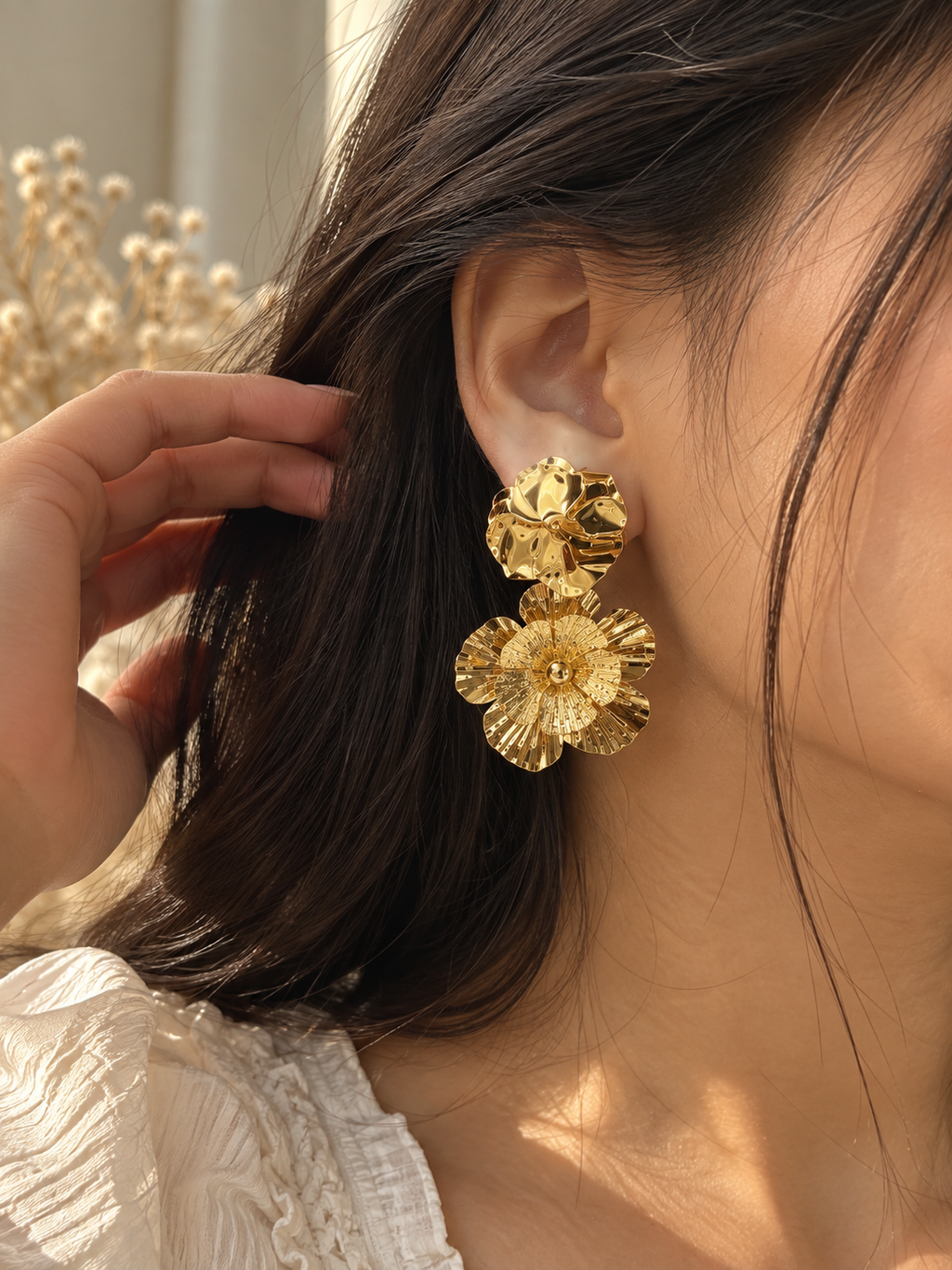 Golden Bloom Statement Earrings