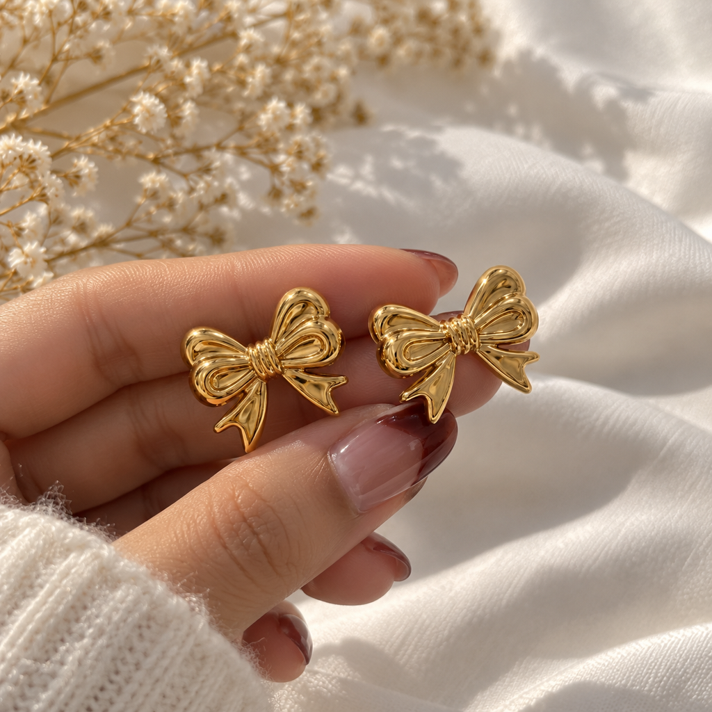 Gold Bow Studs